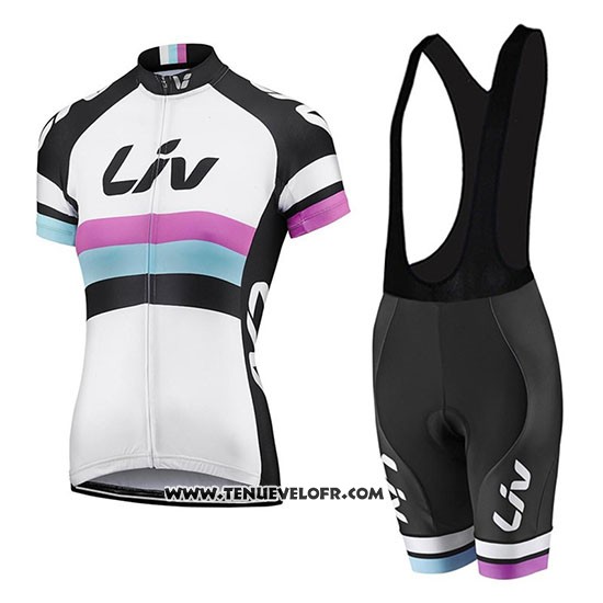 2019 Maillot Ciclismo Femme Liv Blanc Noir Manches Courtes et Cuissard