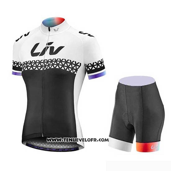 2019 Maillot Ciclismo Femme Liv Noir Blanc Manches Courtes et Cuissard