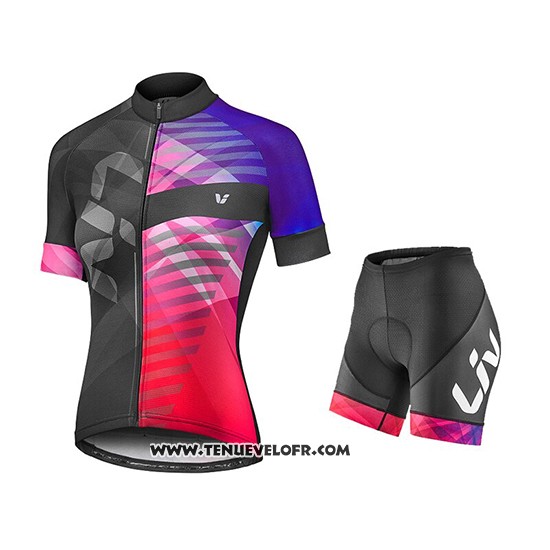 2019 Maillot Ciclismo Femme Liv Violet Rouge Noir Manches Courtes et Cuissard