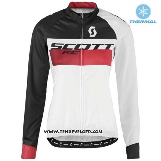 2016 Maillot Ciclismo Femme Scott Blanc et Noir Manches Longues et Cuissard