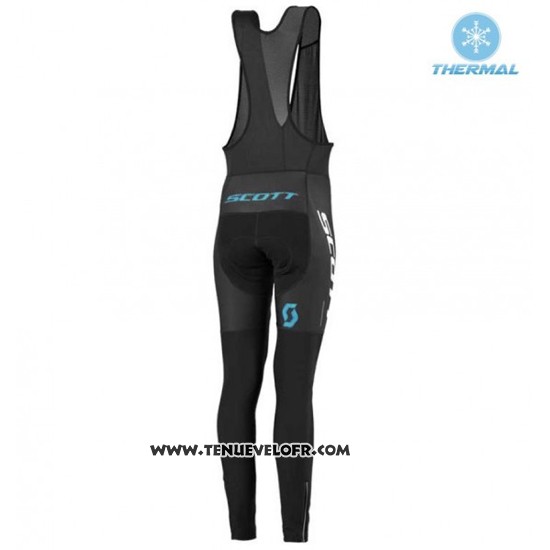 2016 Maillot Ciclismo Femme Scott Bleu et Noir Manches Longues et Cuissard