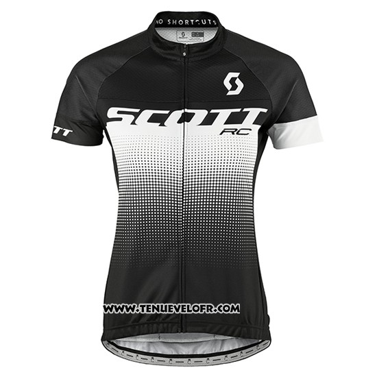 2016 Maillot Ciclismo Femme Scott Noir et Blanc Manches Courtes et Cuissard