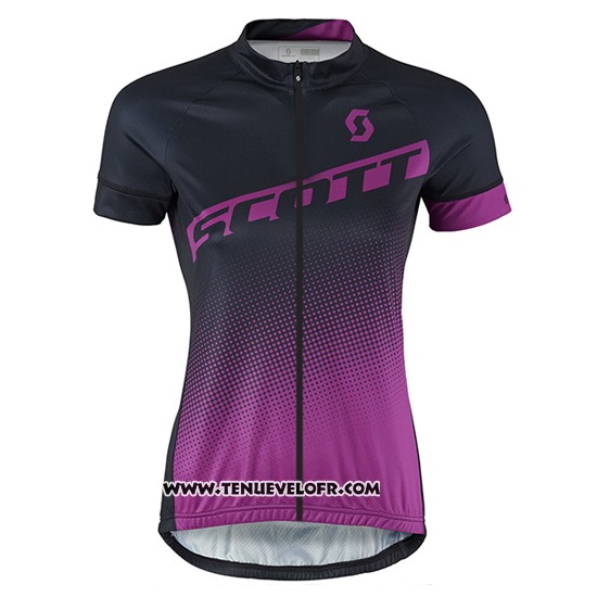 2016 Maillot Ciclismo Femme Scott Noir et Rouge Manches Courtes et Cuissard