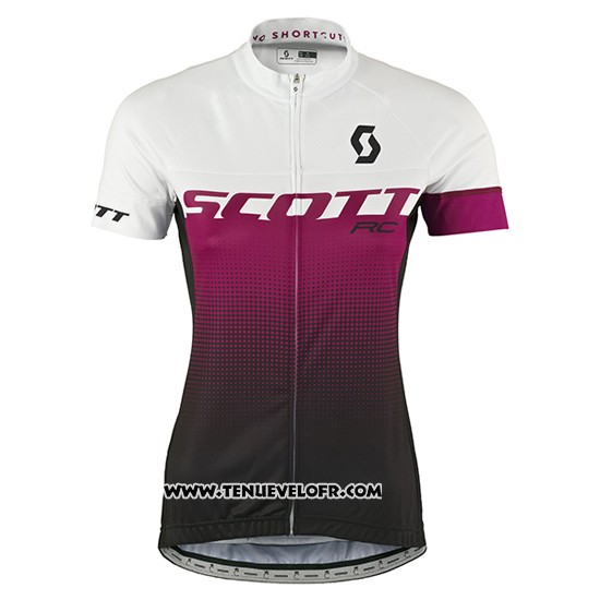 2016 Maillot Ciclismo Femme Scott Rouge et Blanc Manches Courtes et Cuissard