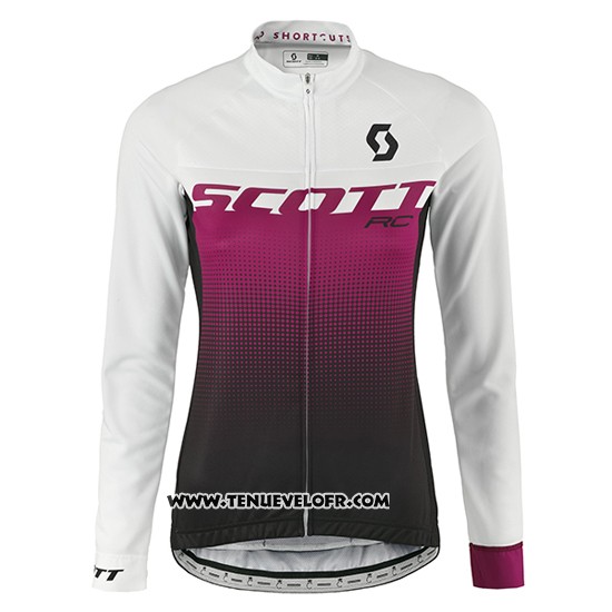 2016 Maillot Ciclismo Femme Scott Rouge et Blanc Manches Longues et Cuissard