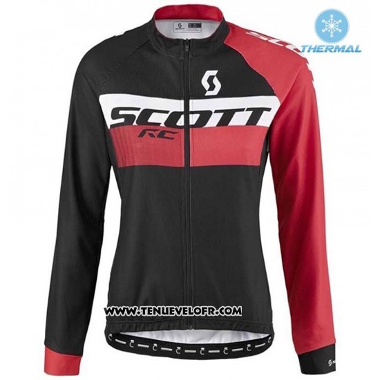 2016 Maillot Ciclismo Femme Scott Rouge et Noir Manches Longues et Cuissard