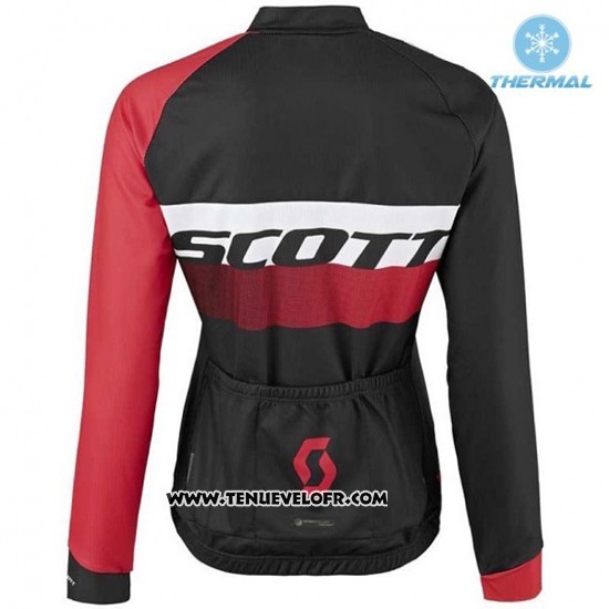 2016 Maillot Ciclismo Femme Scott Rouge et Noir Manches Longues et Cuissard