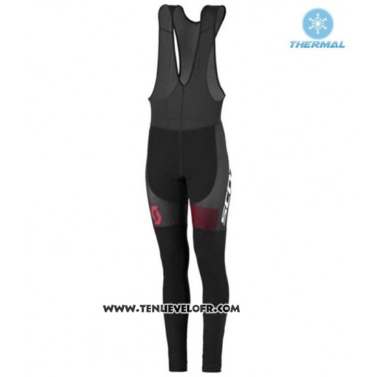 2016 Maillot Ciclismo Femme Scott Rouge et Noir Manches Longues et Cuissard