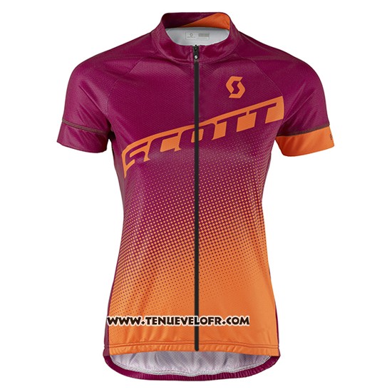 2016 Maillot Ciclismo Femme Scott Rouge et Orange Manches Courtes et Cuissard
