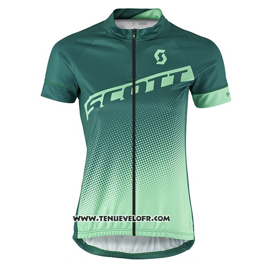 2016 Maillot Ciclismo Femme Scott Vert et Blanc Manches Courtes et Cuissard