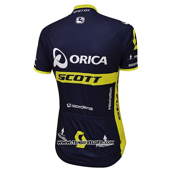 2017 Maillot Ciclismo Femme Scott Noir et Jaune Manches Courtes et Cuissard