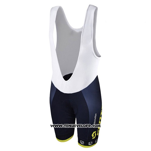 2017 Maillot Ciclismo Femme Scott Noir et Jaune Manches Courtes et Cuissard