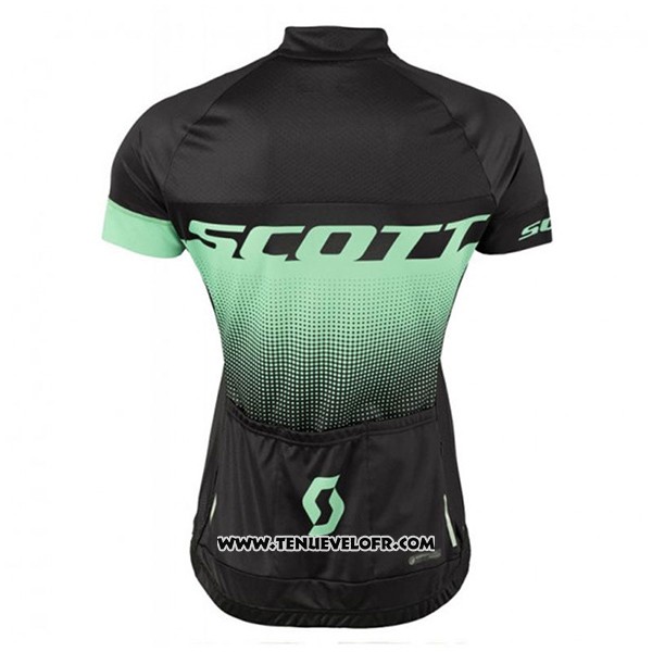 2017 Maillot Ciclismo Femme Scott Noir et Vert Manches Courtes et Cuissard