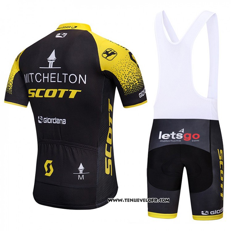 2018 Maillot Ciclismo Scott Jaune et Noir Manches Courtes et Cuissard