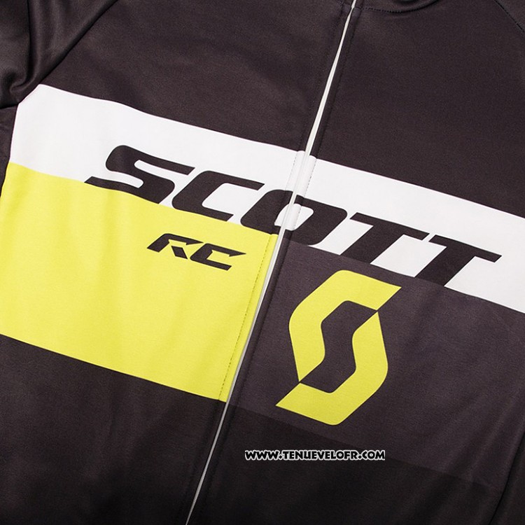 2018 Maillot Ciclismo Scott Noir et Blanc Manches Longues et Cuissard