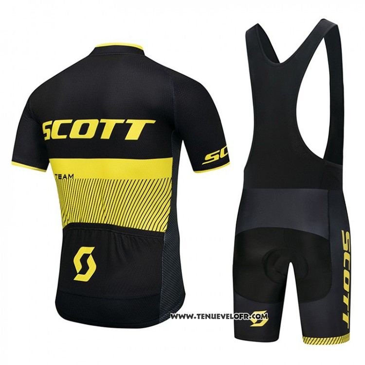 2018 Maillot Ciclismo Scott Noir et Jaune Manches Courtes et Cuissard