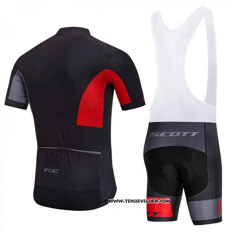 2018 Maillot Ciclismo Scott Noir et Rouge Manches Courtes et Cuissard