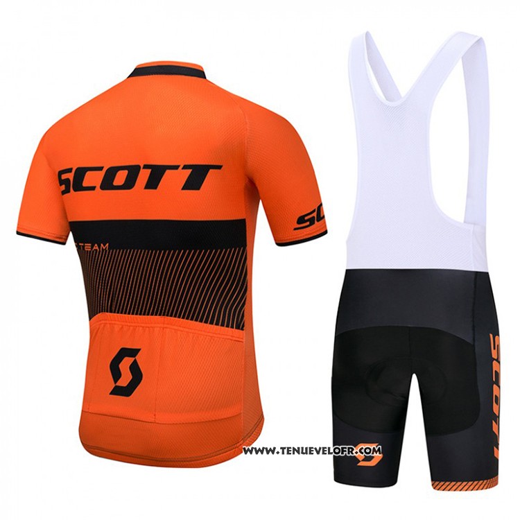 2018 Maillot Ciclismo Scott Orange et Noir Manches Courtes et Cuissard