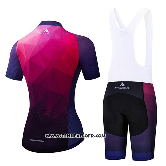 2019 Maillot Ciclismo Femme Miloto Violet Rose Manches Courtes et Cuissard