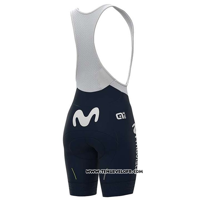 2020 Maillot Ciclismo Femme Movistar Blanc Bleu Manches Courtes et Cuissard