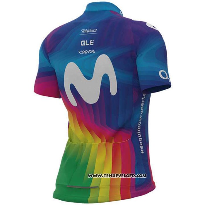 2020 Maillot Ciclismo Femme Movistar Multicolore Manches Courtes et Cuissard