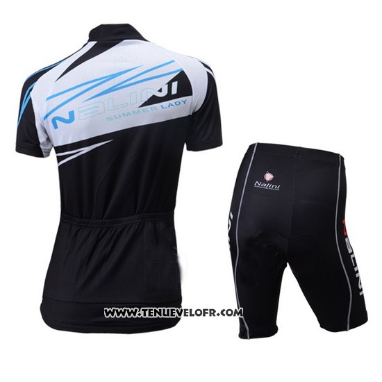 2014 Maillot Ciclismo Femme Nalini Blanc et Noir Manches Courtes et Cuissard