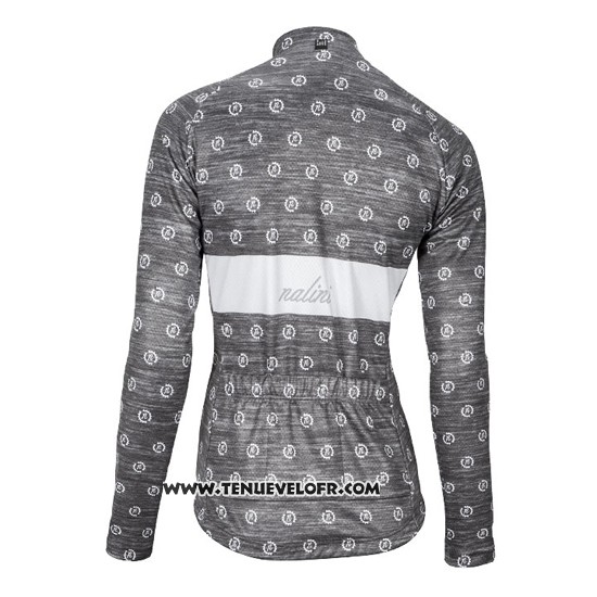 2016 Maillot Ciclismo Femme Nalini Blanc et Gris Manches Longues et Cuissard