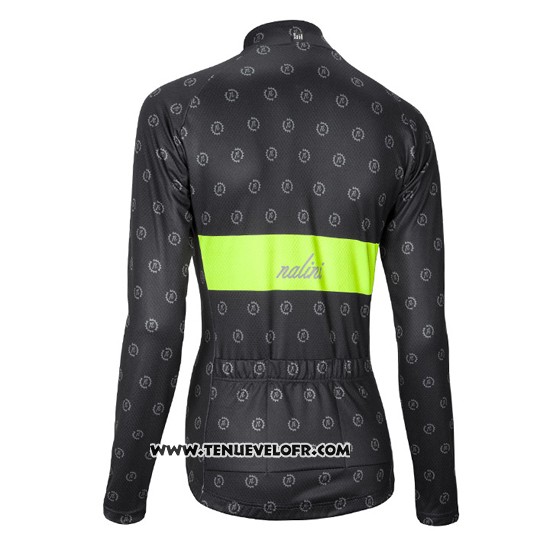 2016 Maillot Ciclismo Femme Nalini Jaune et Noir Manches Longues et Cuissard