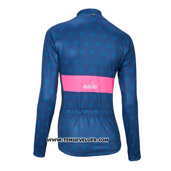 2016 Maillot Ciclismo Femme Nalini Rose et Bleu Manches Longues et Cuissard