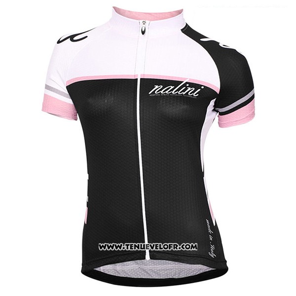 2017 Maillot Ciclismo Femme Nalini Blanc et Noir Manches Courtes et Cuissard