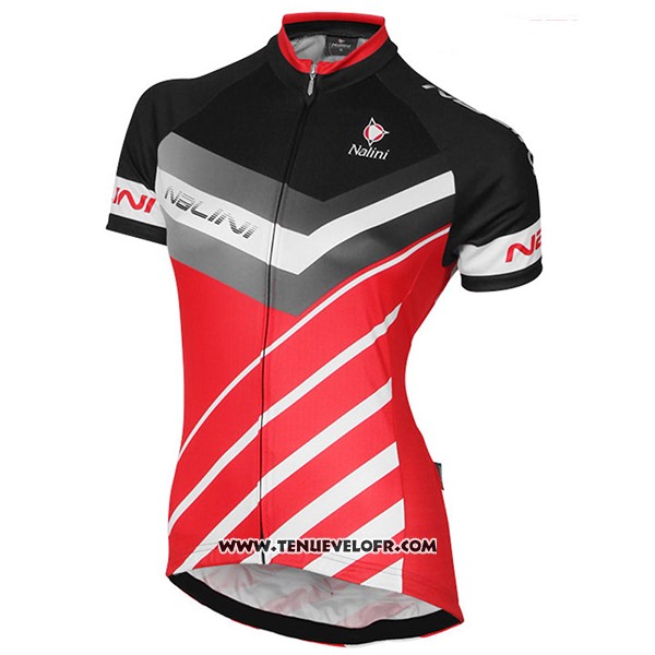 2017 Maillot Ciclismo Femme Nalini Rouge et Noir Manches Courtes et Cuissard