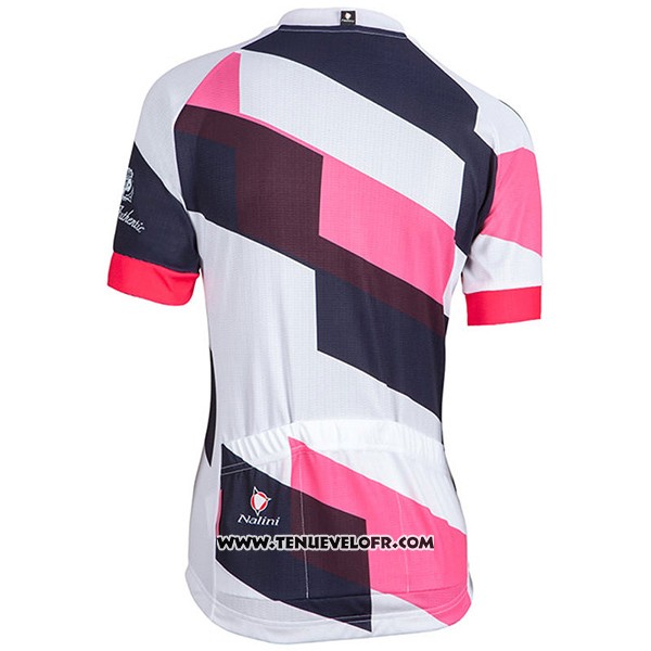 2017 Maillot Ciclismo Femme Nalini Stripe Rose et Noir Manches Courtes et Cuissard