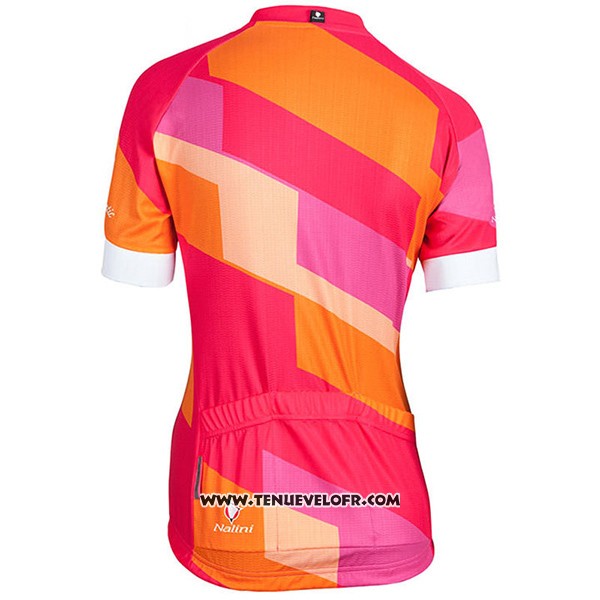 2017 Maillot Ciclismo Femme Nalini Stripe Rouge et Orange Manches Courtes et Cuissard