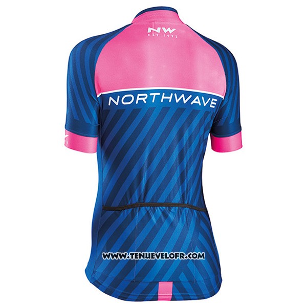 2017 Maillot Ciclismo Femme Northwave Bleu et Rose Manches Courtes et Cuissard