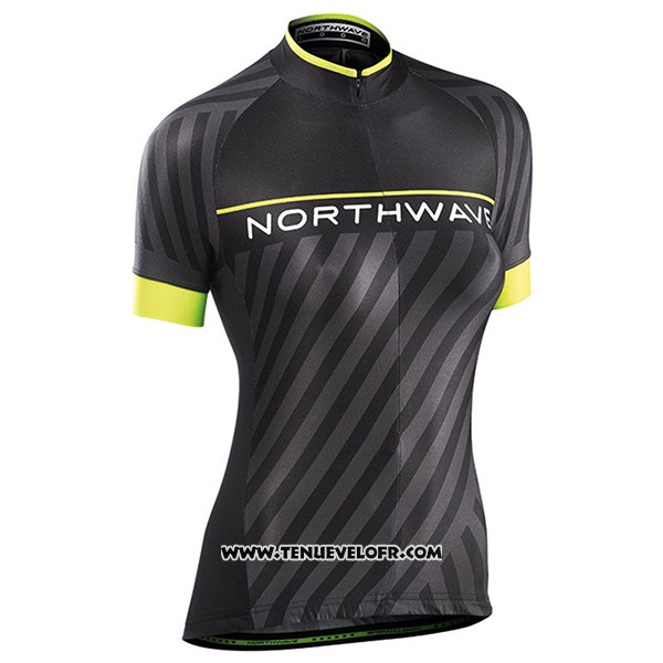 2017 Maillot Ciclismo Femme Northwave Noir et Jaune Manches Courtes et Cuissard