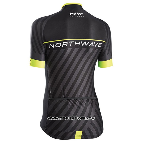 2017 Maillot Ciclismo Femme Northwave Noir et Jaune Manches Courtes et Cuissard