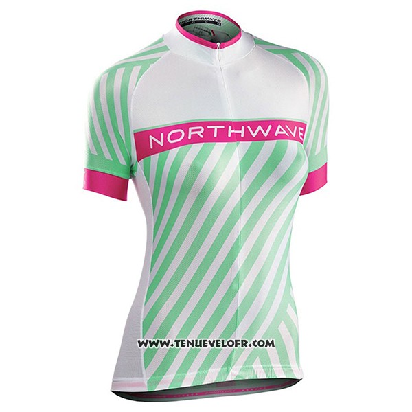 2017 Maillot Ciclismo Femme Northwave Vert et Rose Manches Courtes et Cuissard