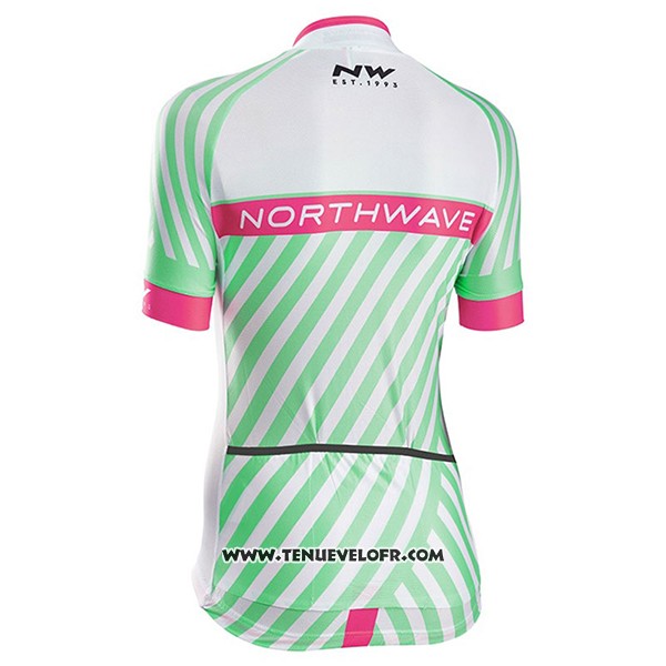 2017 Maillot Ciclismo Femme Northwave Vert et Rose Manches Courtes et Cuissard