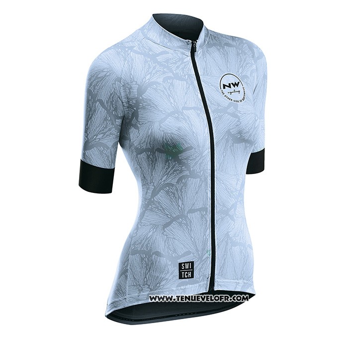 2020 Maillot Ciclismo Femme Northwave Bleu Noir Manches Courtes et Cuissard