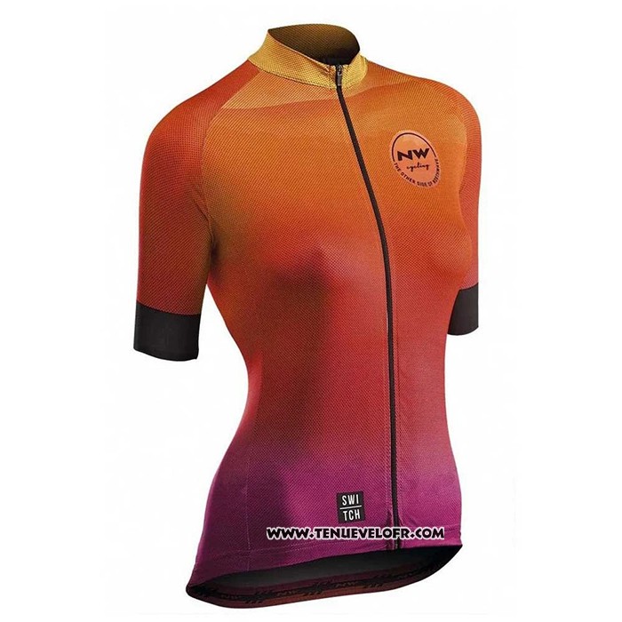 2020 Maillot Ciclismo Femme Northwave Orange Manches Courtes et Cuissard