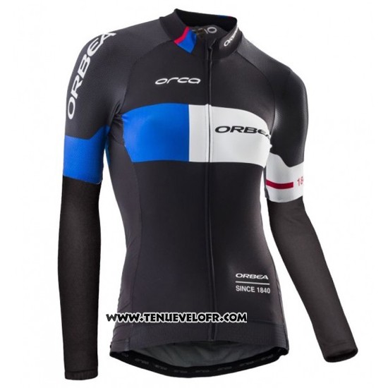 2016 Maillot Ciclismo Femme Orbea Bleu et Noir Manches Longues et Cuissard