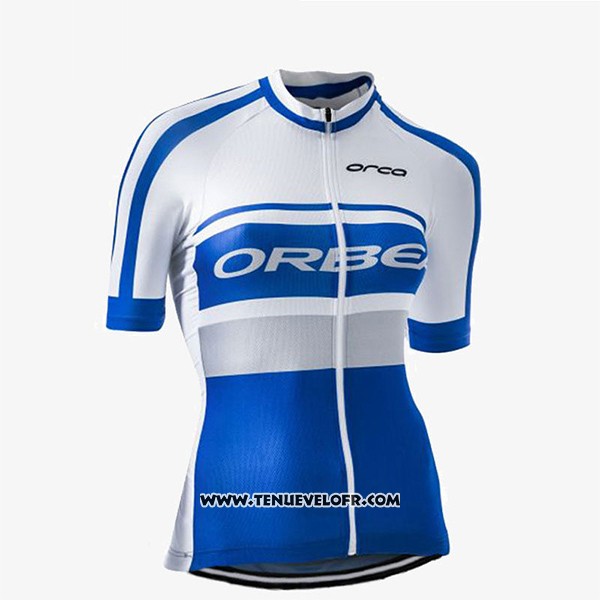 2017 Maillot Ciclismo Femme Orbea Bleu et Blanc Manches Courtes et Cuissard