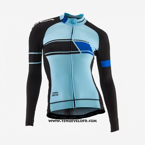 2017 Maillot Ciclismo Femme Orbea Noir et Bleu Manches Longues et Cuissard