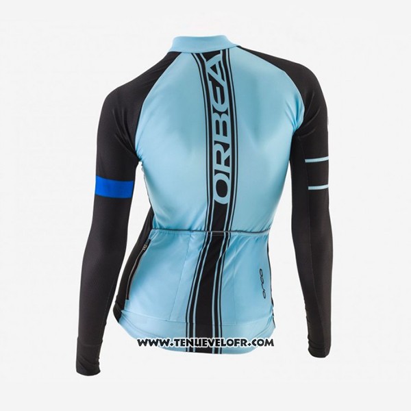 2017 Maillot Ciclismo Femme Orbea Noir et Bleu Manches Longues et Cuissard