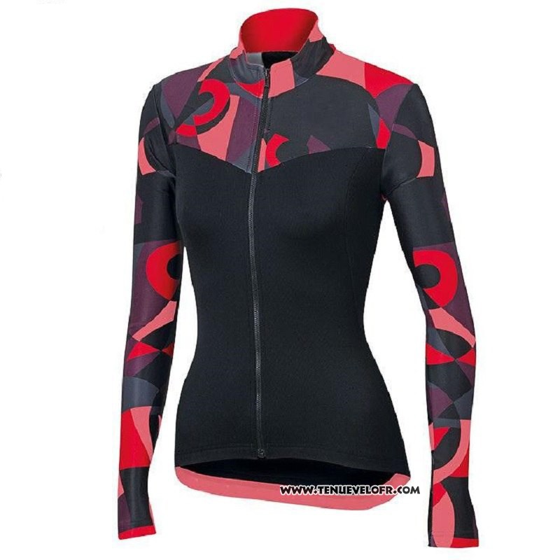 2018 Maillot Ciclismo Femme Orbea Rouge et Noir Manches Longues et Cuissard