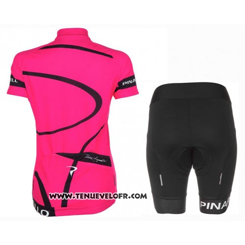 2016 Maillot Ciclismo Femme Pinarello Noir et Fuchsia Manches Courtes et Cuissard