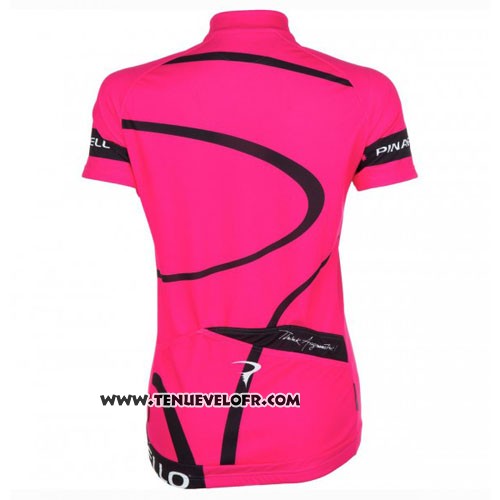 2016 Maillot Ciclismo Femme Pinarello Noir et Fuchsia Manches Courtes et Cuissard