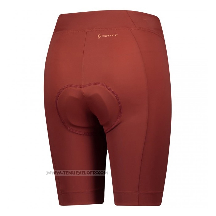 2021 Maillot Cyclisme Femme Scott Brillant Rouge Manches Courtes et Cuissard