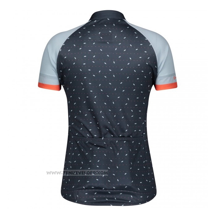 2021 Maillot Cyclisme Femme Scott Gris Bleu Manches Courtes et Cuissard