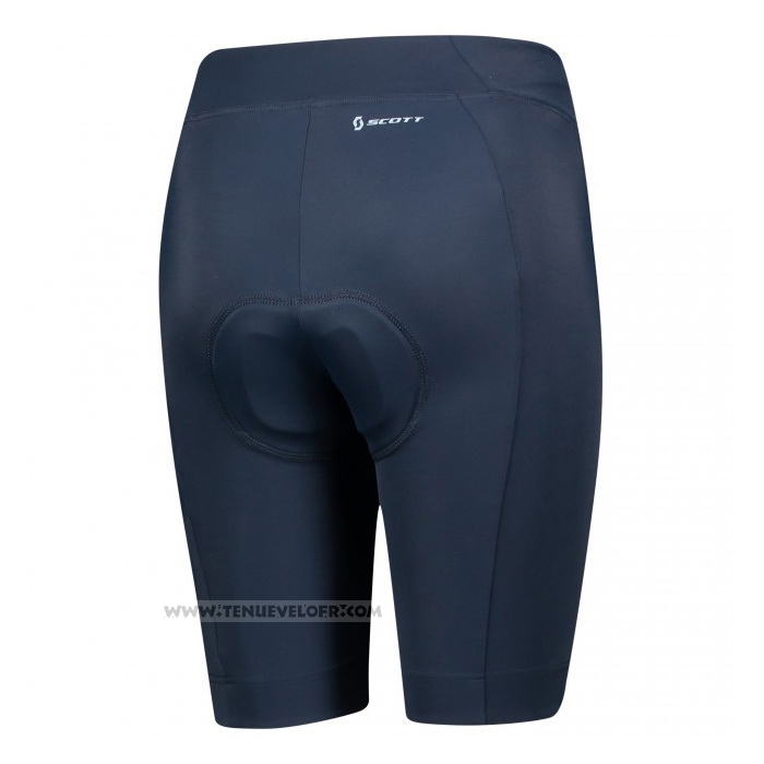 2021 Maillot Cyclisme Femme Scott Gris Bleu Manches Courtes et Cuissard